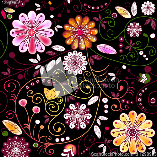 Image of Seamless dark floral pattern