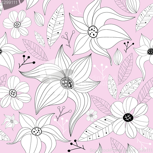 Image of Pink pastel seamless floral pattern