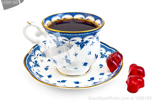Image of Coffee in the blue cup with jelly