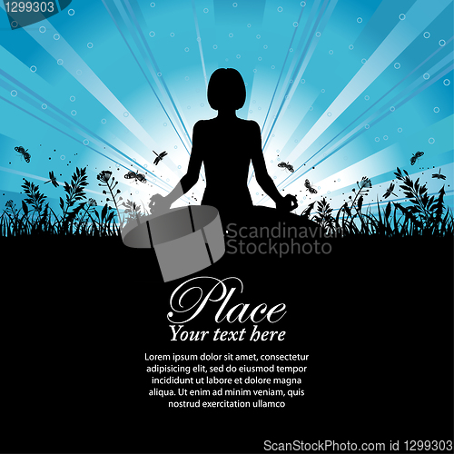 Image of Silhouette of a Girl in Yoga pose