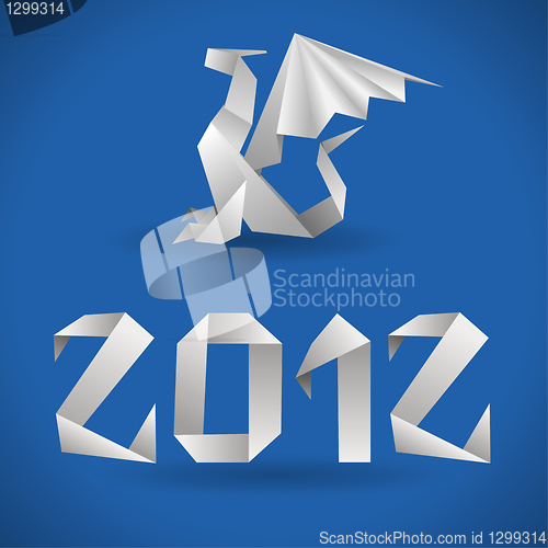 Image of Origami Dragon with 2012 Year