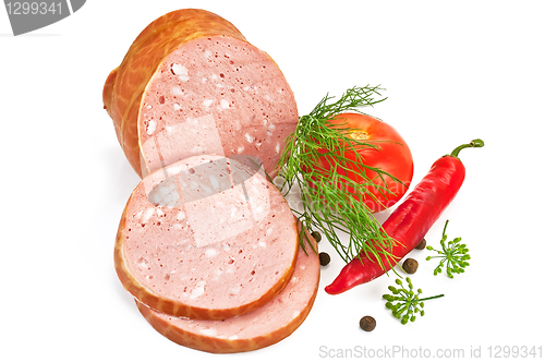 Image of Sausage with tomato and pepper