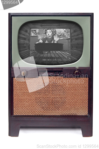 Image of Vintage 1950 TV Television  Isolated on White