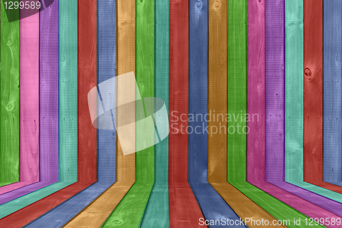 Image of Vibrant Colored Wood Fence Background