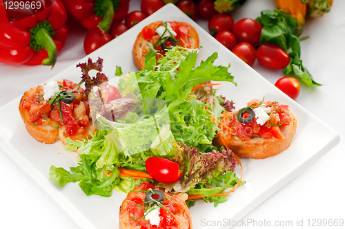 Image of original Italian fresh bruschetta 