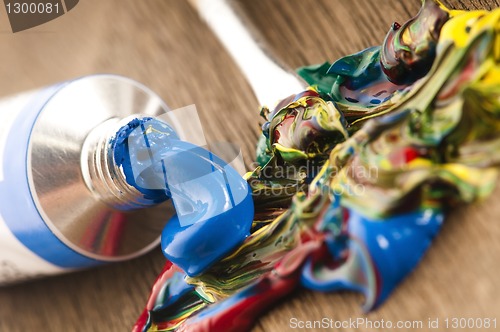 Image of mixing paints. background 