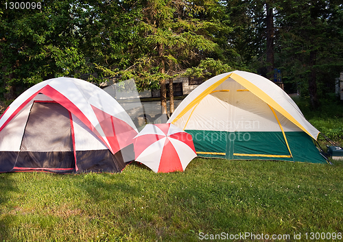 Image of Two tents and umbrella