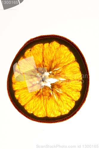 Image of dried orange slices isolated on white background 