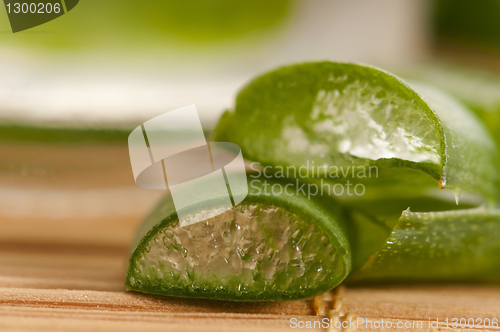 Image of aloe vera juice with fresh leaves