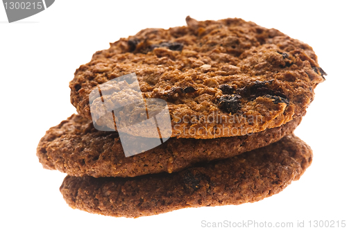 Image of Chocolate homemade cookies isolated on white background 