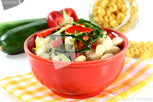 Image of Pasta with red pepper zucchini vegetable