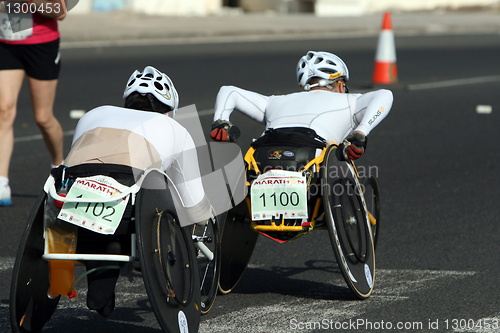 Image of LANZAROTE , SPAIN - NOVEMBER 29: Disabled athlete in a sport whe