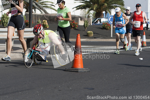 Image of LANZAROTE , SPAIN - NOVEMBER 29: Disabled athlete in a sport whe