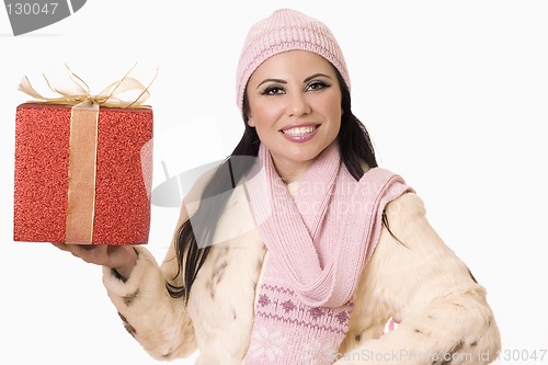 Image of Pretty Woman with Gift (or your product)