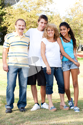 Image of Portrait of smiling Caucasian family