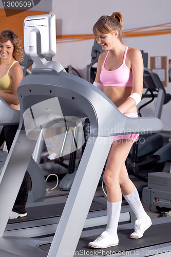 Image of Woman on running machine in gym