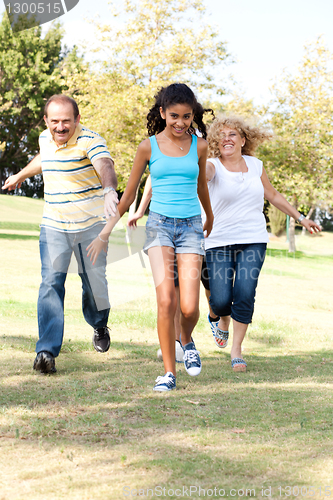 Image of Young family having fun