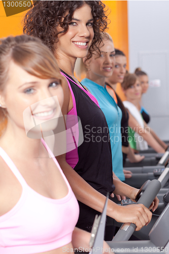 Image of Group of young woman in the gym centre