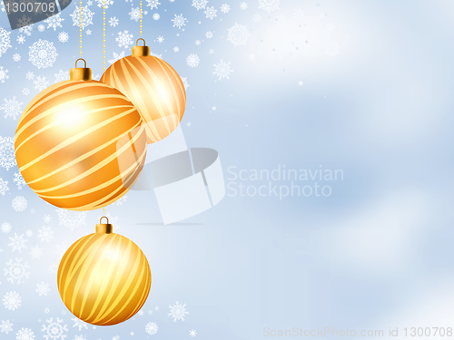 Image of Light Christmas backdrop with Three balls. EPS 8