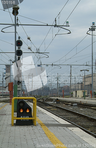 Image of Signals and wires at railway station