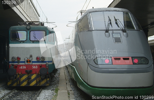 Image of Two generations of trains