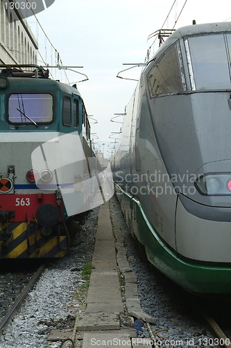 Image of Two generations of trains