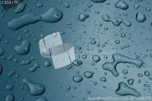 Image of water drops on metal surface