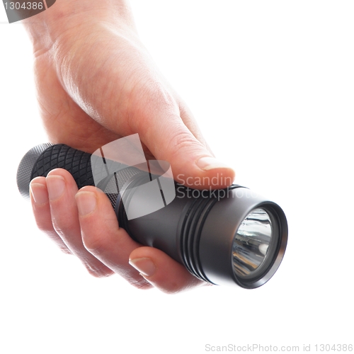 Image of hand and flashlight