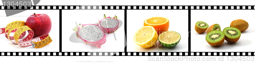 Image of collection of fruits with film strip