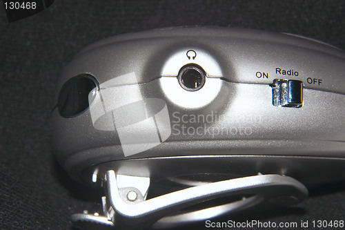 Image of pedometer showing radio and earphone sockets