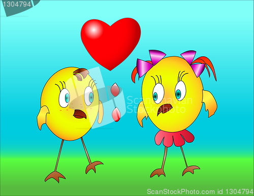 Image of two little birds with a heart