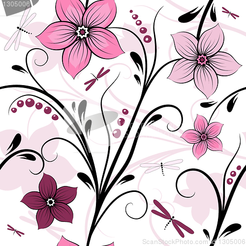 Image of White seamless floral pattern