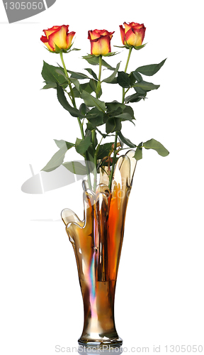 Image of Red roses in vase, isolated