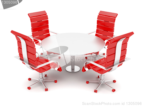 Image of Office armchairs and round table 