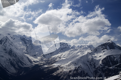 Image of Hight mountains in clouds