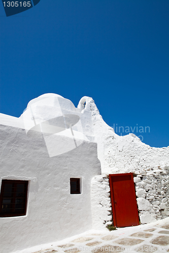 Image of Red door in Mykonos, Greece