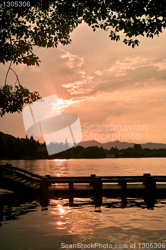 Image of Sunset landscape of China West Lake