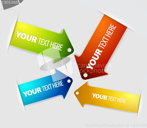 Image of Set of long horizontal colorful arrow bookmarks