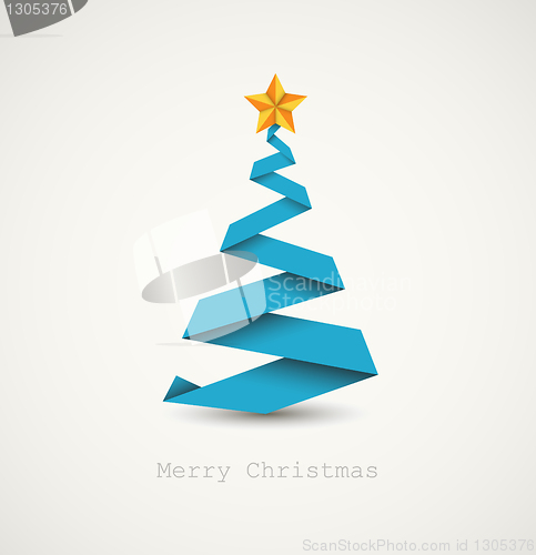 Image of Simple vector christmas tree made from paper stripe