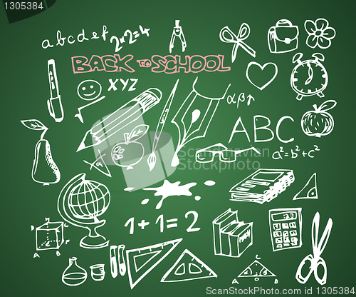 Image of Back to school - set of school doodle vector illustrations