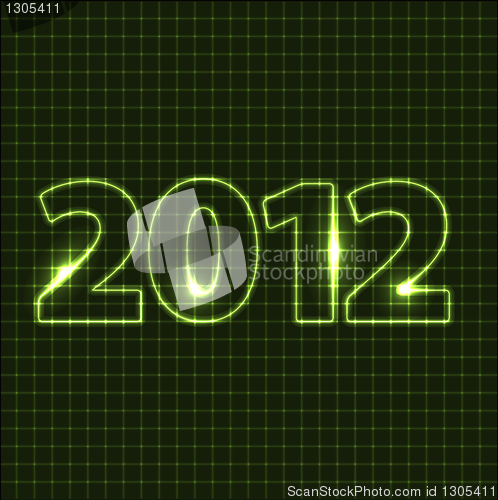 Image of Vector New Year card 2012 - green neon numbers