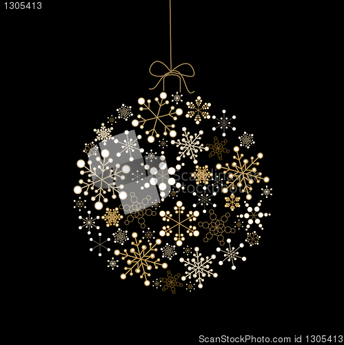 Image of Christmas ball made from golden snowflakes