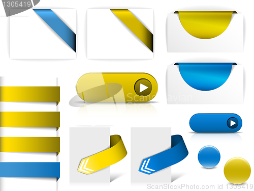 Image of Blue and yellow vector elements for web pages