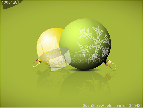 Image of Christmas spheres with snowflakes ornaments