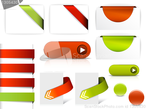 Image of Red and green vector elements for web pages