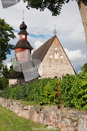 Image of typical finnish church in the summer