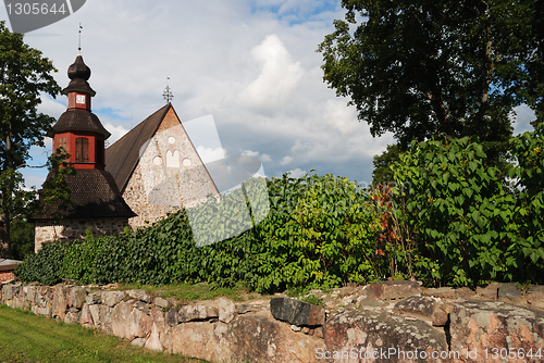 Image of typical finnish church in the summer