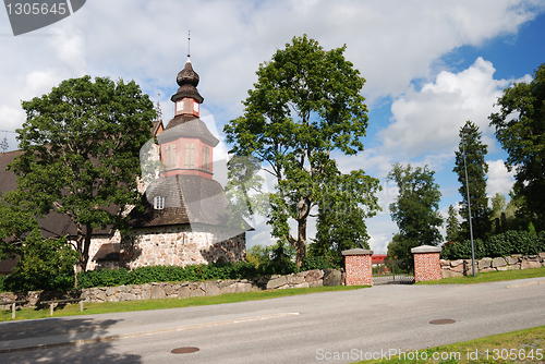 Image of typical finnish church in the summer