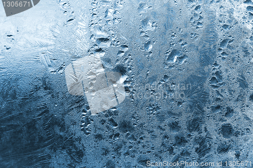 Image of frozen water drops on window