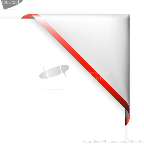 Image of White corner ribbon with red border